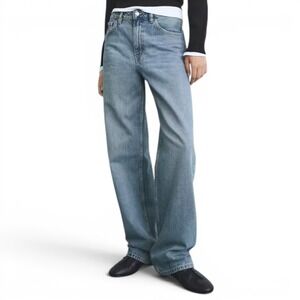 MNG Mango Miami Jeans Womens 10 Blue Light Wash‎ Medium Rise Straight Baggy Fit